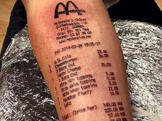 マクドナルドのレシートを腕にタトゥーした男!! ステマ疑惑と衝撃的写真で、世界中大反響!