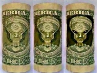 1ドル紙幣を丸めると「宇宙人」の顔が出現！ イルミナティはレプティリアン… 世界の真の支配者の姿か