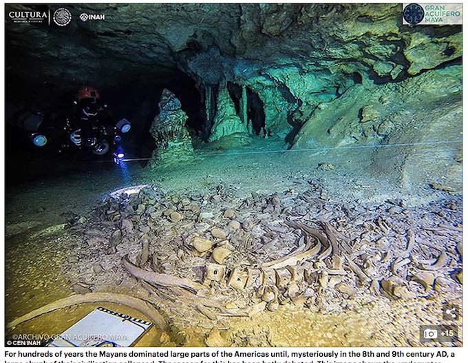 メキシコ水中洞窟でマヤの神殿など200以上の遺物が発見される！ 1万年前の巨大生物の骨も！の画像3