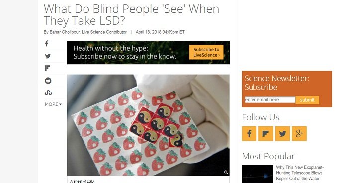 盲目の人がLSDを摂取したら何が見えるか？ 70歳の全盲ミュージシャンが語ったブッ飛び体験とは？の画像1