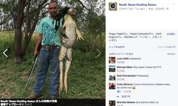 髪の毛が生えた超巨大なカエルが発見される!! 正体は河童かプレデターか、理学博士が緊急分析=米テキサスの画像2