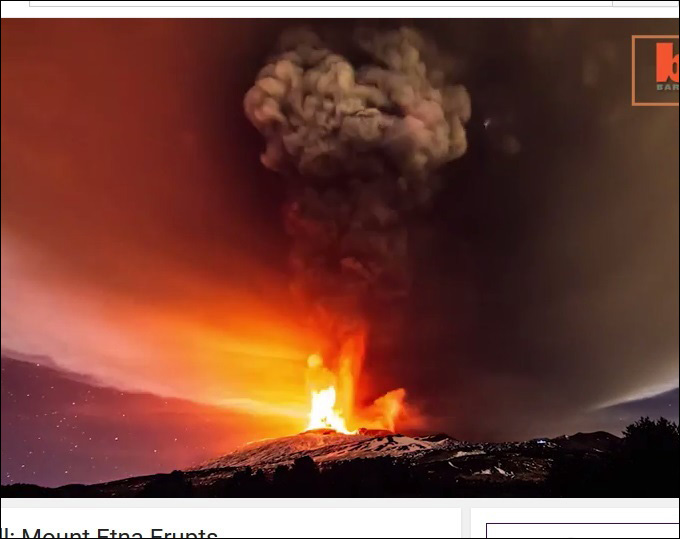 まるでこの世の終わり！ エトナ山の噴火映像がヤバすぎる！の画像1