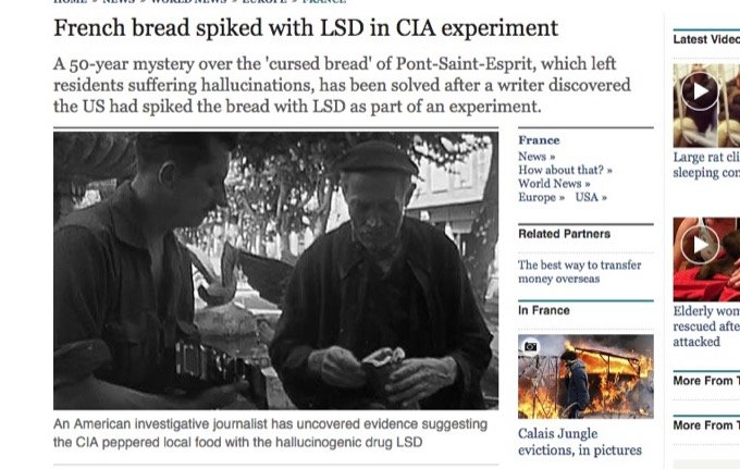 CIAがフランスにLSDを空中散布して人体実験!? 村民が次々死亡・不調に… 未解決「呪われたパン」事件全貌！の画像1