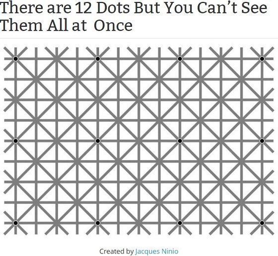 視覚トリックで脳が騙される「絶対に同時には見えない12個の黒い点」の画像1