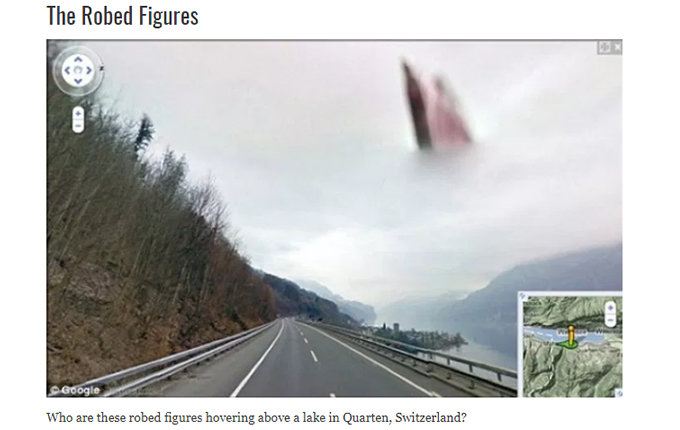 グーグルマップに写ってしまった謎すぎる光景5選! 空中浮揚の親子、少女の死体、ネッシーも!?の画像3