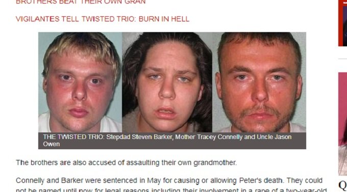 【ピーター・コネリーくん虐待事件】爪剥ぎ、耳削ぎ、犬襲、股間変色! 母、祖母、義父の壮絶虐待とネグレクトの画像1