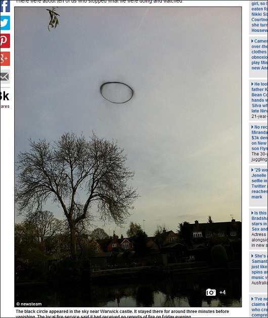 UFOか、昆虫か、煙か？　謎の「黒いリング」がイギリスの上空に出現！の画像1