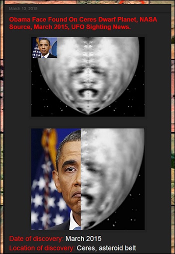 【衝撃】準惑星ケレスにオバマ大統領の顔が浮かび上がった?の画像2