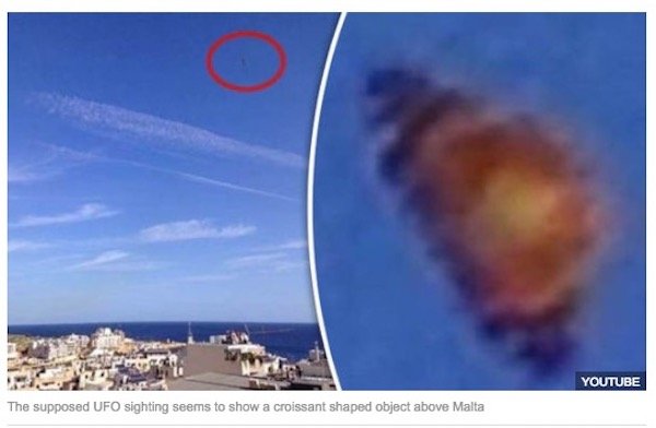 前代未聞の空飛ぶ巨大クロワッサンが激写される? 海底基地から飛び出した新種UFOか!?=マルタ島の画像1