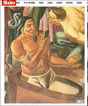 80年前の壁画にスマホでメールチェックするアメリカ先住民の姿が描かれていた? 宇宙人との交流を示す証拠か、タイムトラベラーか、議論紛糾!の画像2