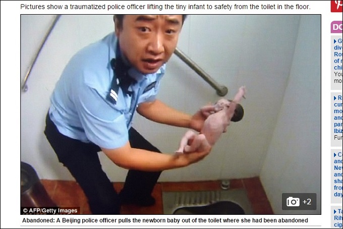 公衆トイレの便器に頭を突っ込んだ状態で発見された赤ん坊!!　悲惨すぎる乳児遺棄＝中国の画像1