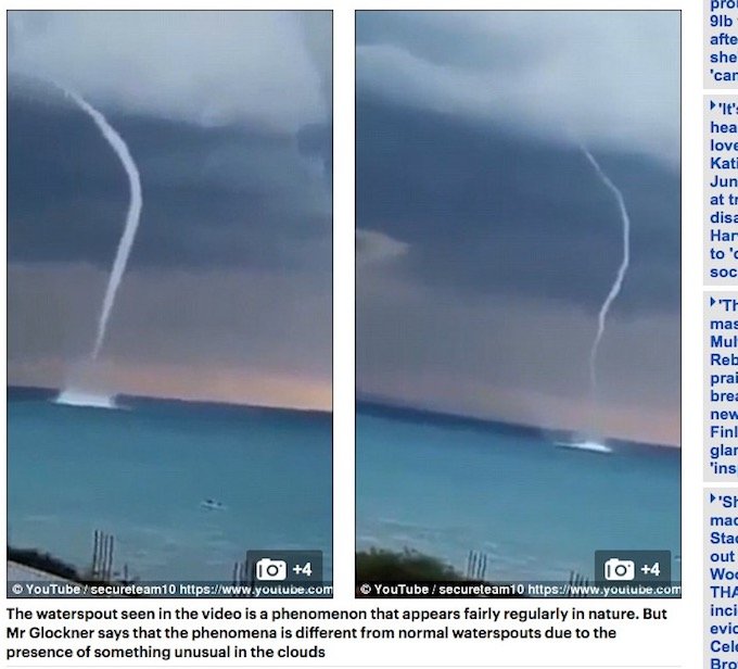 巨大卵型UFOが「海を吸い上げる」瞬間が激写される! 鳥や竜巻ではない3つの理由とは?の画像1