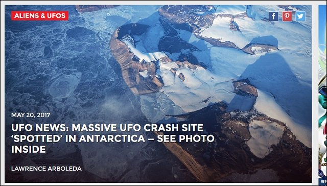 南極の雪に埋もれた「巨大UFO」がグーグルアースで発見される? 数百年前に墜落した機体が地球温暖化で露出か?の画像3