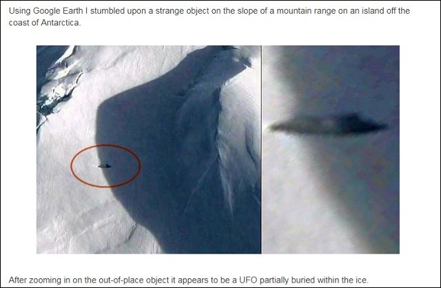 南極に隠された16m超の巨大UFOがグーグルアースで発見される?専門家「窓らしきものも確認」「ナチス製の可能性」の画像2