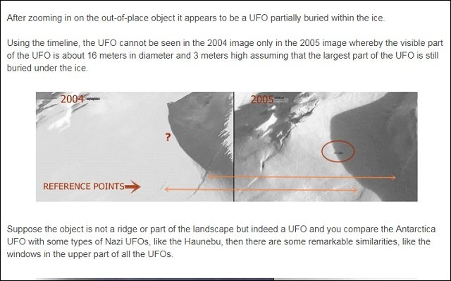 南極に隠された16m超の巨大UFOがグーグルアースで発見される?専門家「窓らしきものも確認」「ナチス製の可能性」の画像3