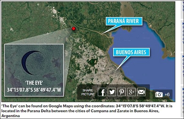 グーグルアースにもクッキリ、アルゼンチンで「宇宙人の巨大地底基地」が発見される!地元住民も恐れる超常現象の島の正体とは?の画像1