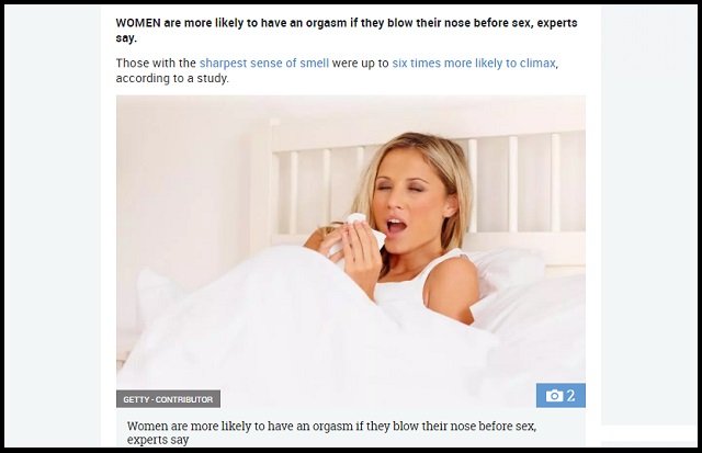 女性はSEX前に鼻をかむと6倍オーガズムに達しやすくなることが判明! 専門家が力説(最新研究)の画像3
