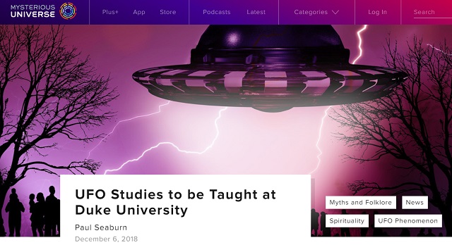 超一流デューク大学がガチの「UFOコース」を来年開講！ 教授「UFOは我々と共にある」ロズウェル事件、アブダクションの真実へ…の画像1