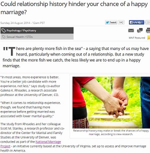 童貞 処女最強 恋愛経験豊富な人は幸せな結婚ができない 驚きの研究結果