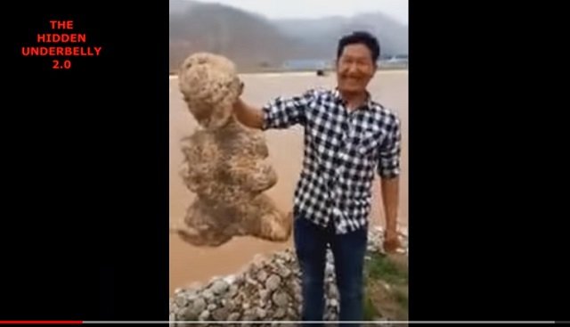 中国の川で激ヤバ「ヒト型UMA」が生きて発見される! 頭、腕、脚、眼球も確認…新種のスポンジ生物か!?の画像2