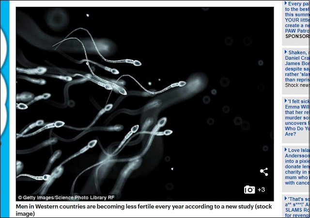 22年後に世界から精子が尽きることが判明、人類滅亡へ! 研究者「爆速で精子が減少中」の画像2