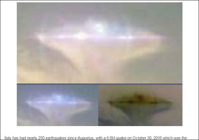 地震発生直前、イタリアで七色に輝く「巨大真珠型UFO」が激写されていた! 宇宙人による地質調査か?の画像2