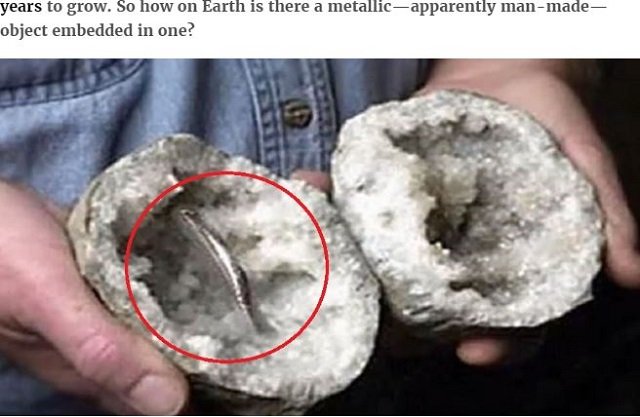 古代の晶洞石内部に 埋め込まれた 謎の人工金属片が発見される 新オーパーツに専門家も驚愕 超古代文明のエイリアン技術か
