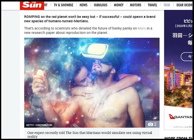 「火星でSEXするとニュータイプの新人類が誕生する」論文発表! 巨頭の火星人誕生の可能性も!?の画像1