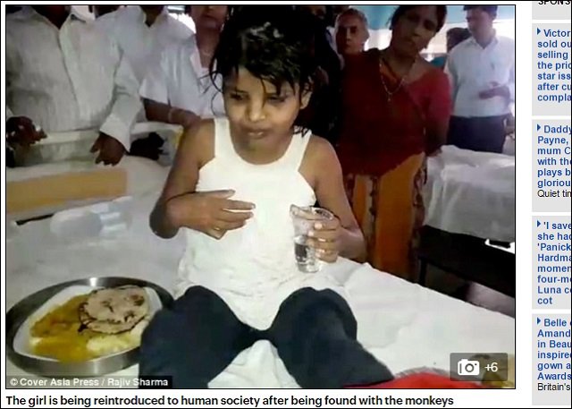 森の中でサルに育てられた8歳少女が発見される! 金切り声を上げ4足歩行する姿が完全に野獣=インドの画像3