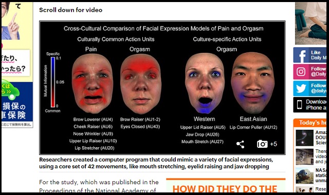 SEX絶頂の「イキ顔」はアジアと欧米で全く異なることが科学で判明! 画像で分析、オーガズムの異文化理解の画像2
