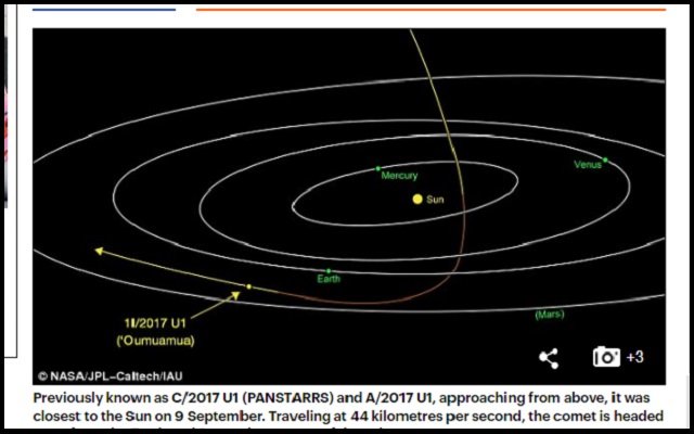 葉巻型の小惑星! 史上初太陽系外から飛来した「Oumuamua(オウムアムア)」に監視型UFOの可能性が浮上!の画像2