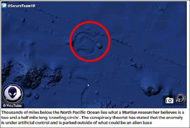 アラスカの海底を動き回る「超大型UFO」がグーグルアースで発見される? 海外メディア騒然「直径4km、数百km移動した」の画像1