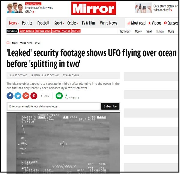 超衝撃UFO映像がプエルトリコ政府から流出! 海に突入し、分裂するピンク色のUFOに科学者6人も「よく分からん!」の画像3