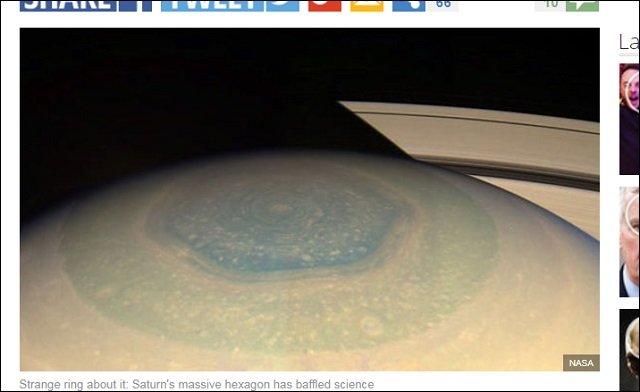 土星の北極に形成された「超巨大6角形ヘキサゴン」の謎！ 色・形・精巧さ…すべて怪しい、UFO基地かイルミナティのシンボルか？の画像1