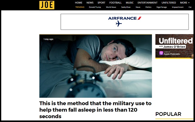 「2分で眠りに落ちる」米軍式最強睡眠法が公開される! 96%の兵士が成功、10秒間○○をつぶやき…の画像1