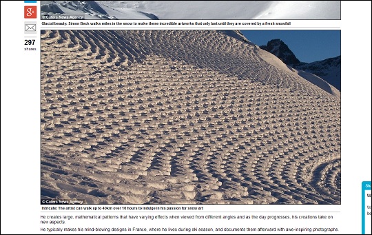 雪原の幾何学超巨大アートがスゴイ! 40km歩いて制作?の画像2