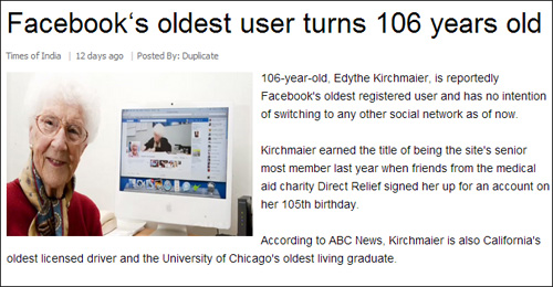 106歳の誕生日を迎えた、フェイスブック最高齢おばあちゃん！テクノロジーは長寿の秘訣？の画像1