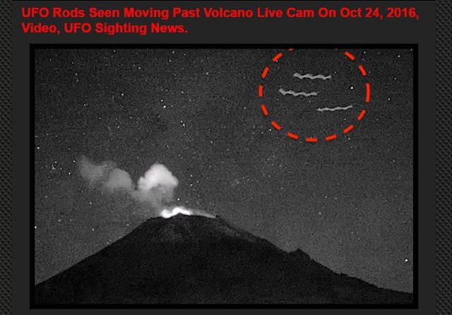 メキシコ火山を横切る3機の「ワーム型クネクネUFO」を激写? 珍しい映像に専門家も大興奮!の画像1