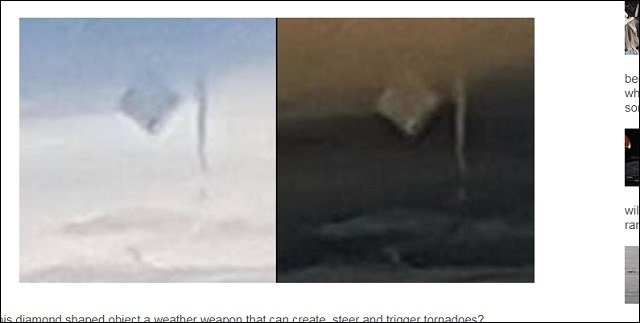 アメリカ上空にダイヤモンド型UFO出現! 専門家「気象を操作してトルネードを発生させている」の画像3