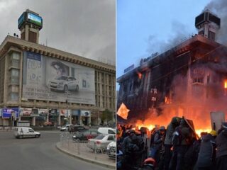 ウクライナ騒乱前後の首都キエフを比較した衝撃画像!!　内戦の様相を呈してきた衝突の実態