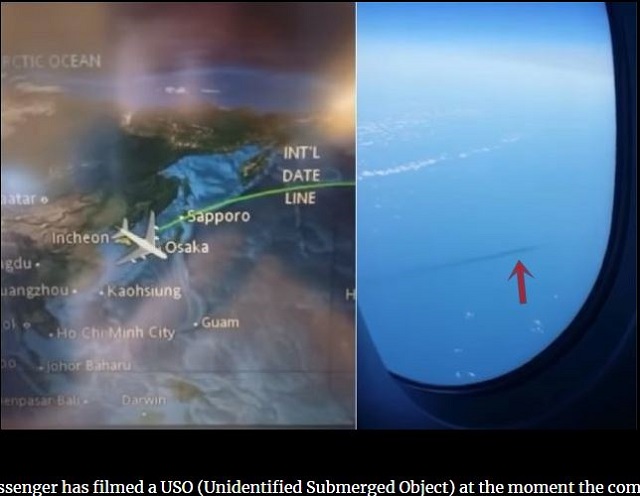 日本海を時速100キロで泳ぐUSOを旅客機の乗客が撮影! UFOか、UMAか…未確認潜行物体がクッキリ!の画像1