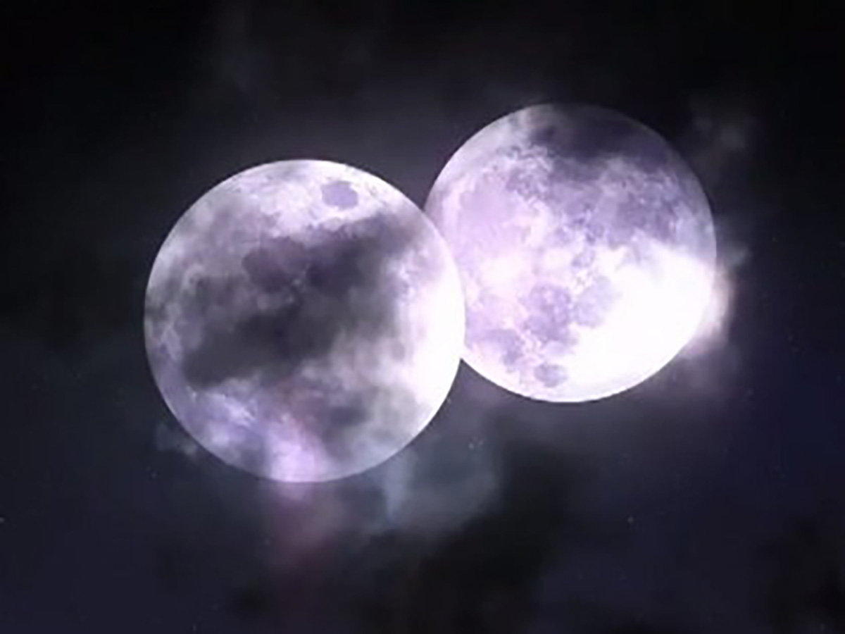 Две луны время. Две Луны. Луна в близнецах. Две Луны на небе. Луна 2.