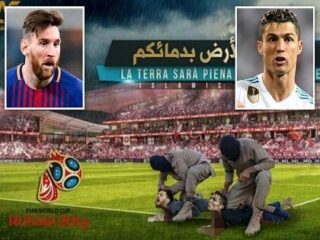 サッカーW杯で「イスラム国」がメッシを狙ったテロ予告ポスターを公開！ クリロナにも警告…目から血も！