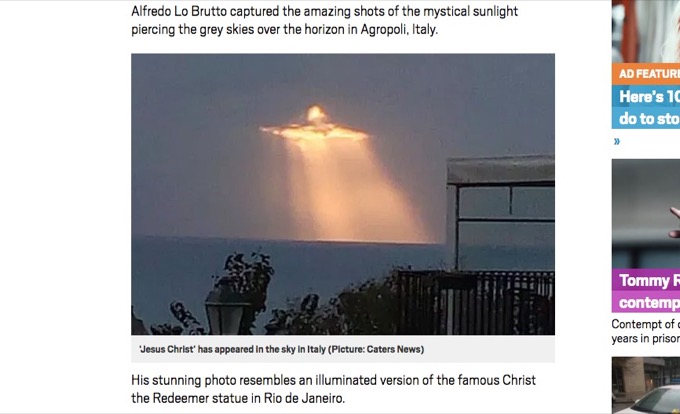 イタリアの空に「イエス・キリスト」が出現！ 祝福か、最後の審判か…人類滅亡の前兆だ！の画像1
