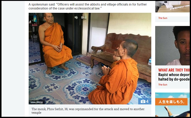 タイ仏教僧が精神障害者をボコボコにする驚愕映像が流出！ 右フックからの…仏の教えを完全に忘れたある執着心とは!?の画像1