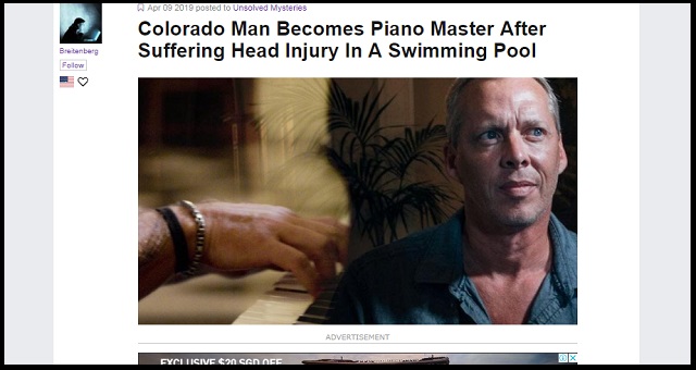 プールで頭をぶつけて一晩でピアノの天才になった男！ 目を閉じると別世界が広がり…「突然の天才」たち！の画像1