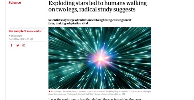 人類の2足歩行は星の爆発が原因だった!? 大量の宇宙線が人間を進化させた… 過激最新研究の画像1