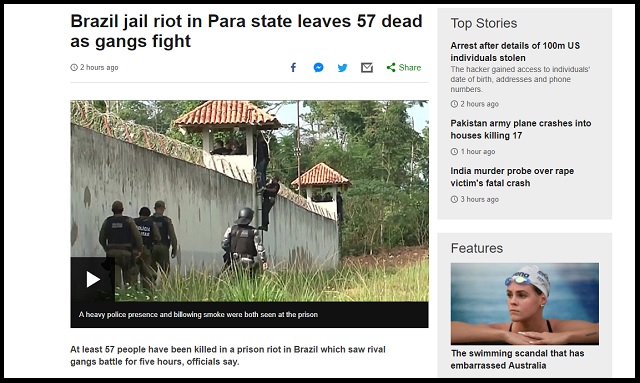 【超・閲覧注意】ブラジル刑務所で抗争、57人死亡・16人頭部切断の衝撃映像流出! 生首を蹴り飛ばし…世界中で大ニュースにの画像1