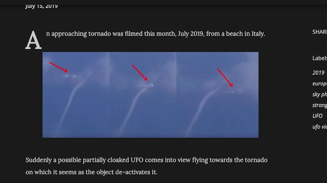 真珠型UFOが竜巻を無効化する瞬間を美女が撮影! 人類を救うノルディックエイリアンか?=イタリアの画像1
