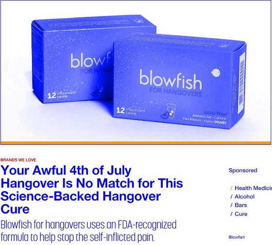 米政府が認めた初の二日酔い特効薬「Blowfish」がスゴい! 15分で気分爽快、感謝の声殺到中だが悪化も…の画像1